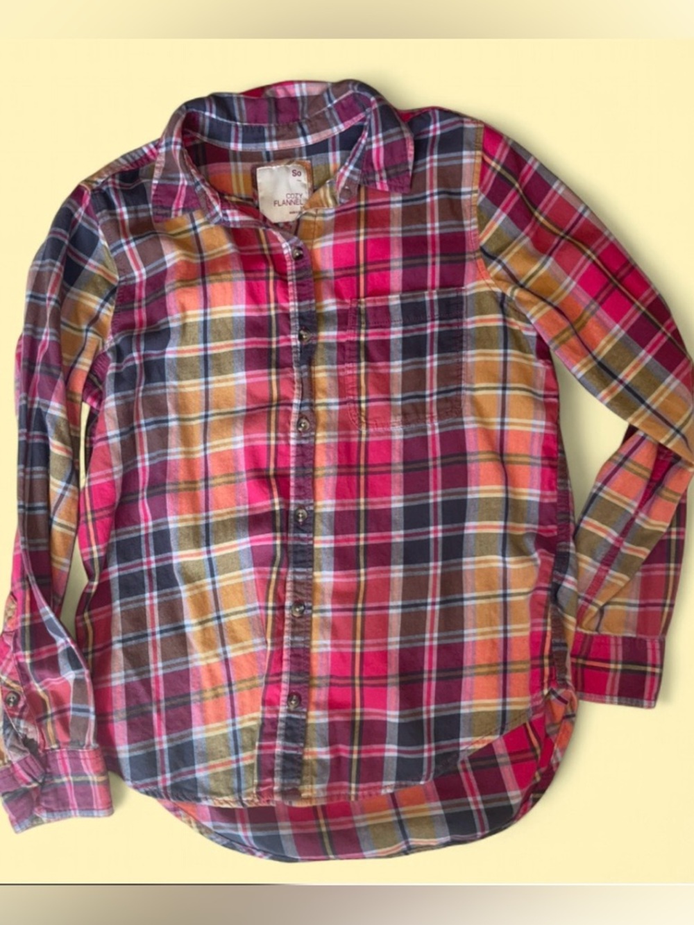 Upcycled Sonoma Rolling Stones Plaid Button-Down Shirt with rhinestones - Picture 8 of 15